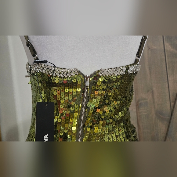 FASHION NOVA Shimmer On Sequin Maxi Dress - Green. Size Small NWT - Picture 14 of 16